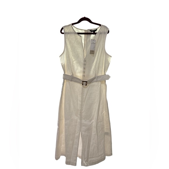 Banana Republic Cream Sheath Midi Dress V-Neck Sleeveless - Picture 1 of 5